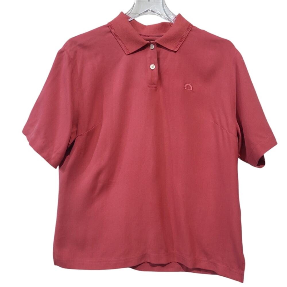 Eagle Dry Goods Co. Womens Med Polo Shirt 100% Silk Signature Series Coral Pink